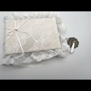 Vintage Wedding Guest Book with Lace